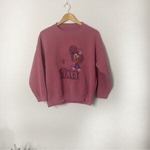 Vintage Mickey Mouse Pink Crewneck Sweatshirt